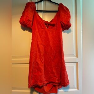 Nasty Gal Red Plunge Open Tie Back Mini Dress 16